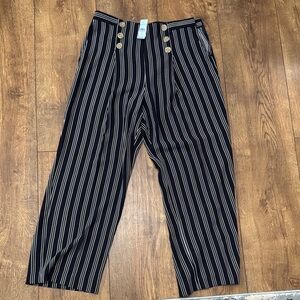 NWT Ann Taylor Navy and Cream Striped Dress Pants